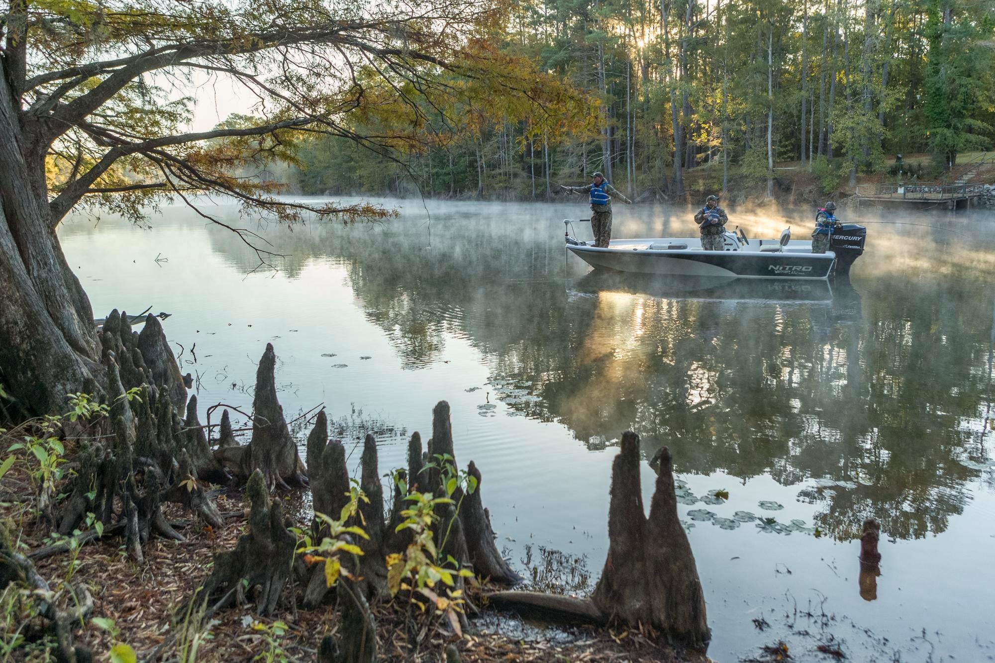 a pair of anglers on Caddo Lake