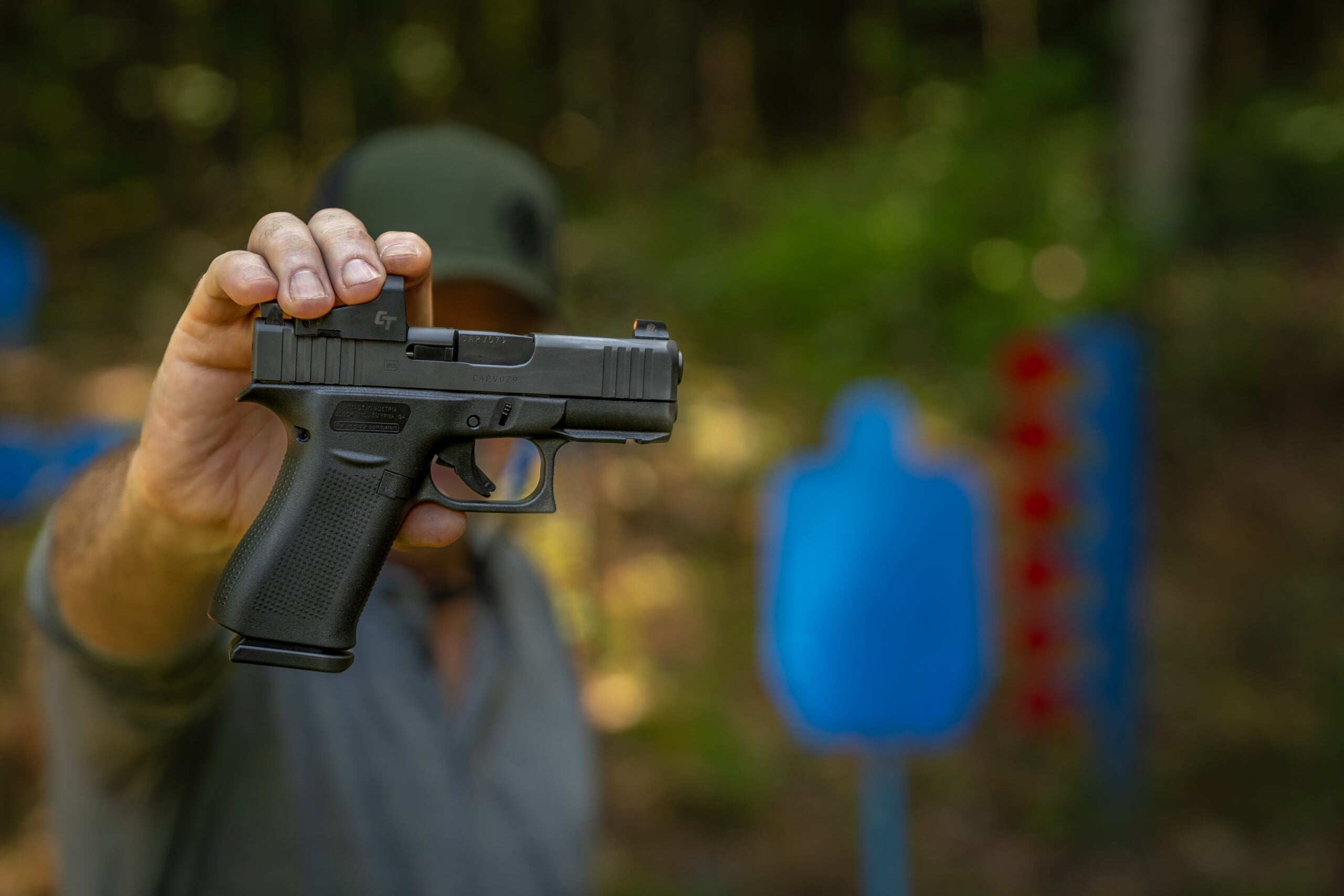 Photo of a shooter holder a double-action pistol