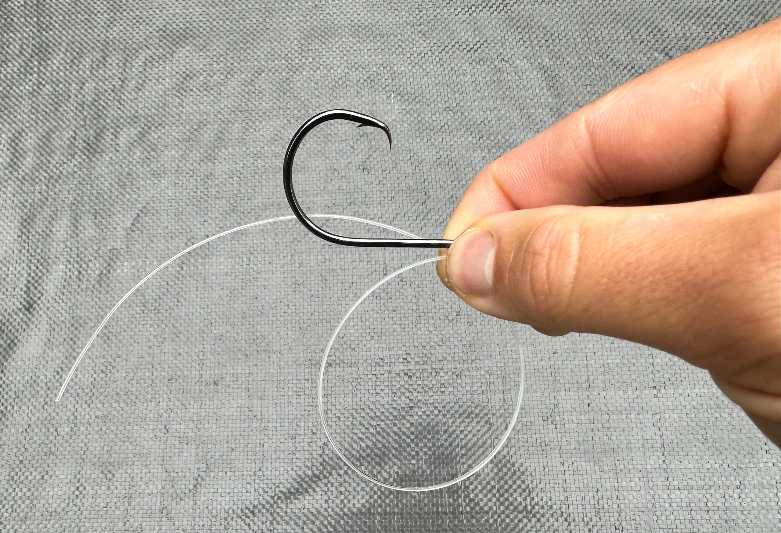 the second step in how to snell a fishing hook