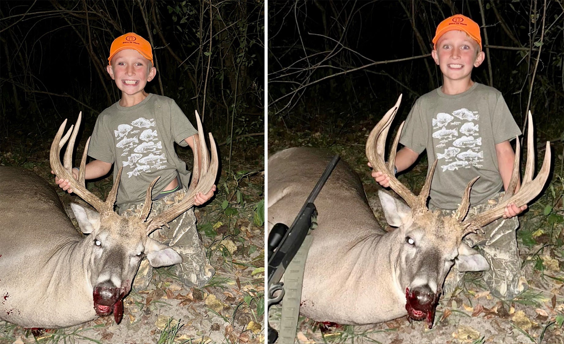 youth hunter poses with a nice 9-point Indiana whitetail buck
