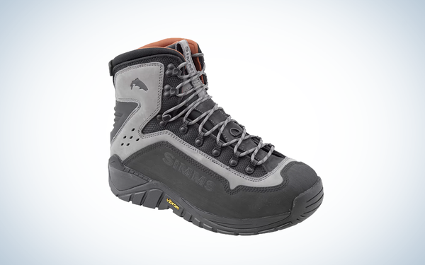 Simms G3 boot on blue and white background