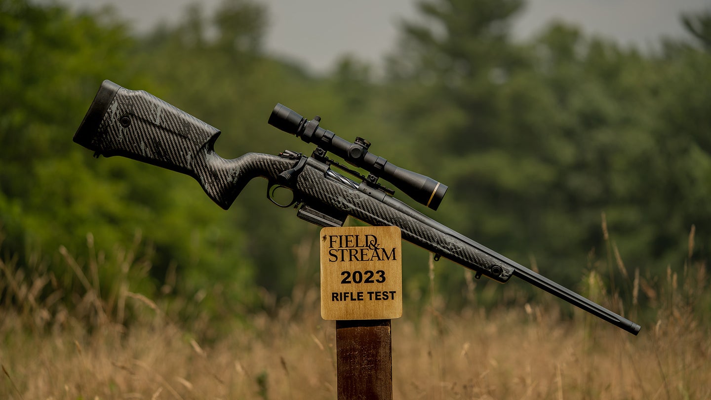 Photo of a Bergara B-14 during a Field & Stream rifle review