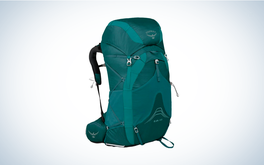 Osprey Eja Backpack on a white and blue background