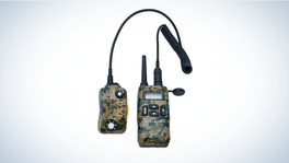 BCA BC Link Two-Way Radio 1.0 Camo Walkie Talkie on gray and white background