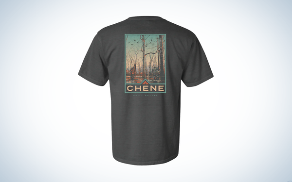 Chene Tee on blue and white background