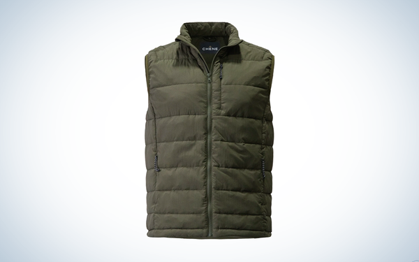 Chene Gear Synthetic down vest on blue and white background