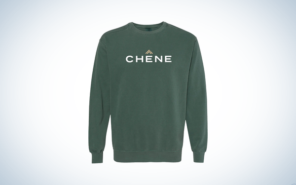 Chene comfort colors sweatshirt on blue and white background