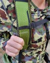 Close-up of straps of Osprey Atmos AG 35 backpack