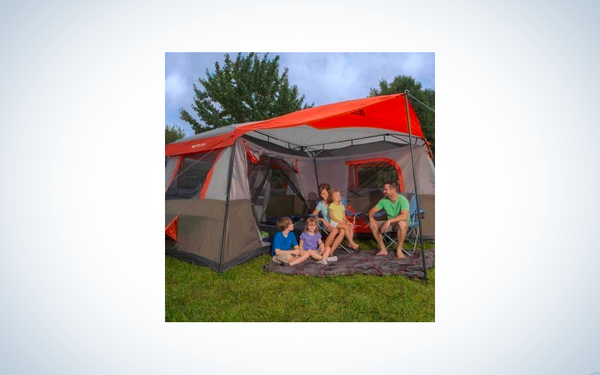 Picture of family camping with a big tent
