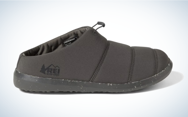 REI Camp Dreamer Slip-Ons on gray and white background