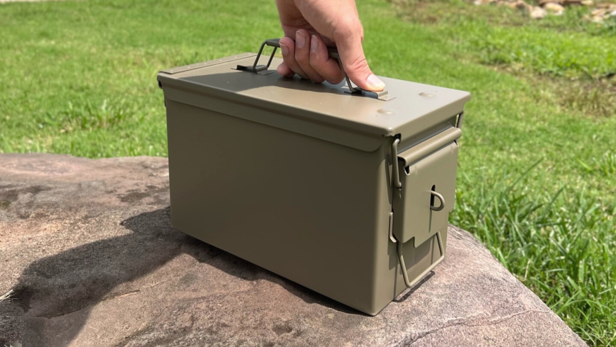 Man holding Solid Tactical Lockable Metal Ammo Can