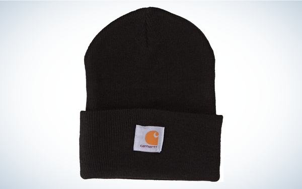 Carhartt Cuffed Beanie on gray and white background
