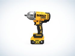 The yellow DeWalt 1/2 inch impact wrench against a white background