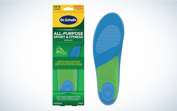 Dr. Scholl's Sport & Fitness All-Purpose Comfort Insoles on gray and white background