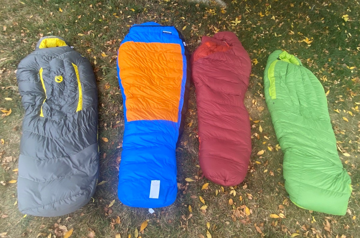 0-degree sleeping bags laid out on grass