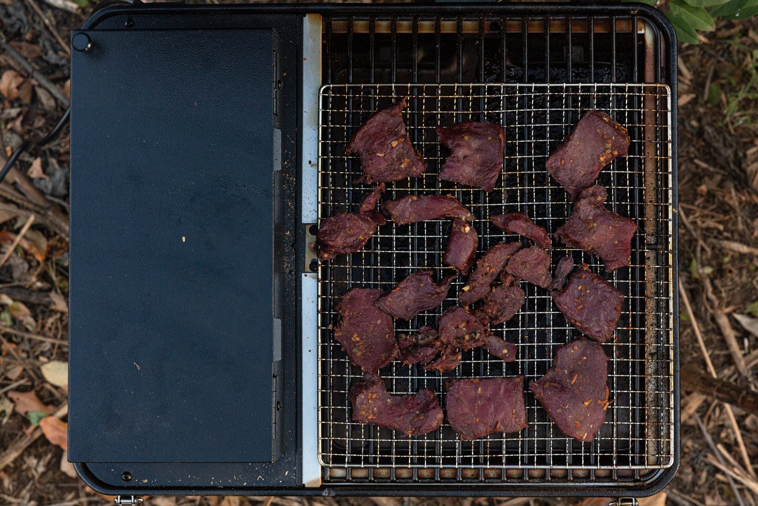 Photo of meat in a pellet grill