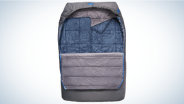 Kelty Tru.Comfort Doublewide Sleeping Bag on gray and white background