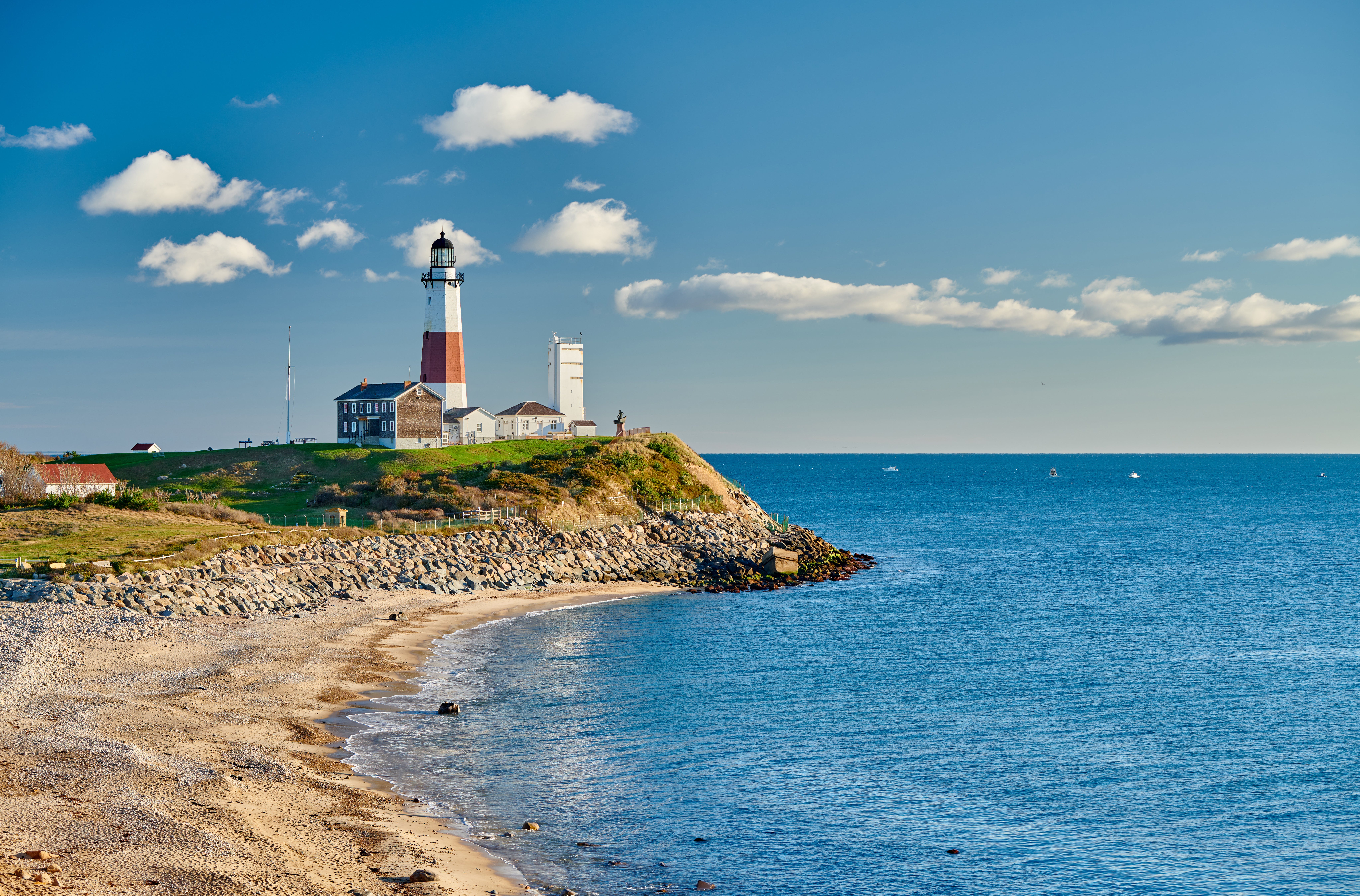 The Montauk Lighthouse and beach, Long Island, New York.