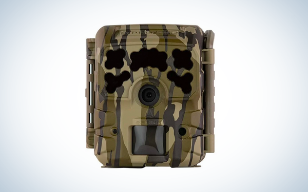 Moultrie Micro-42i trail camera on blue and white background