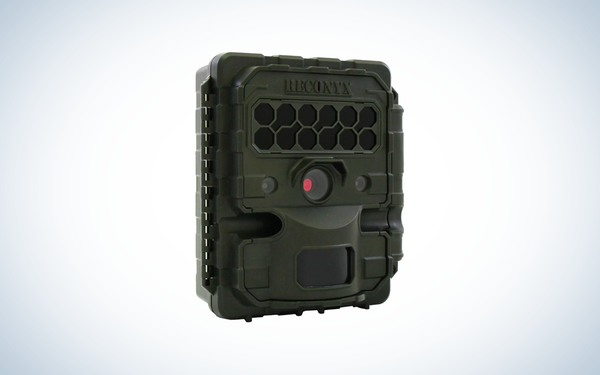 Reconyx Hyperfire 2 trail camera on blue and white background