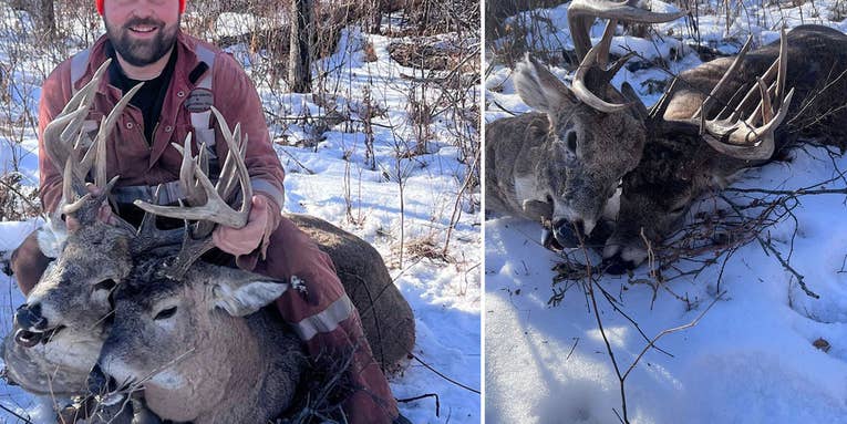 Canadian Hunter Tags 4X4 Buck Locked-Up with the Antlers of a Giant Deadhead