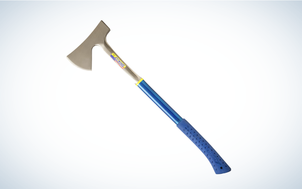 Estwing Long Handle Camper's Axe on gray and white background