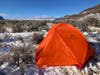 MSR Access 2 Tent set up on snowy campsite