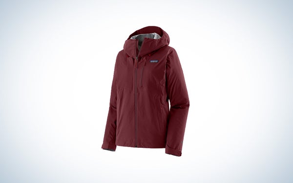Patagonia Granite Crest Rain Jacket on blue and white background