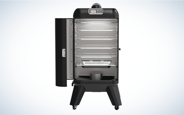Grilla Mammoth Vertical Pellet Smoker on gray and white background