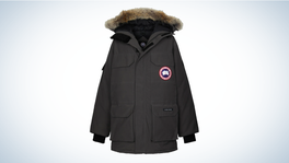 Canada Goose Expedition Parka on gray and white background