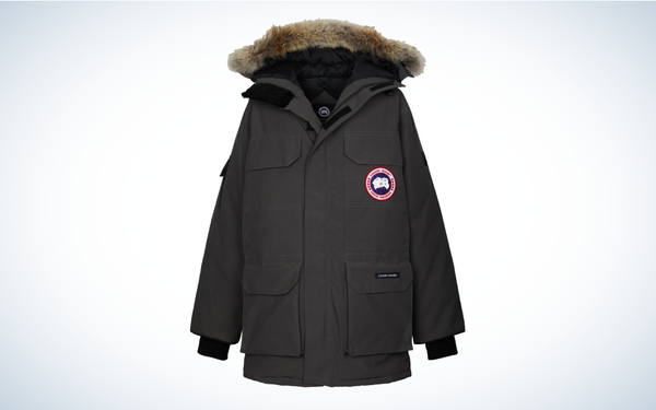 Canada Goose Expedition Parka on gray and white background