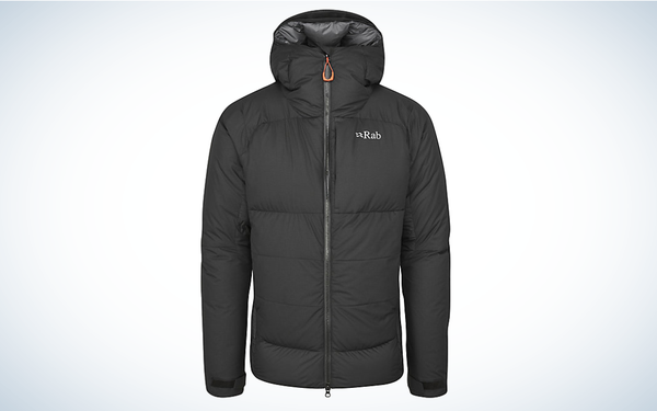 Rab Infinity Down Jacket on gray and white background
