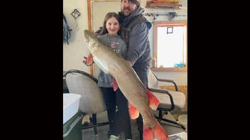 10-Year-Old Girl Catches Massive 34-Pound Muskie While Ice Fishing