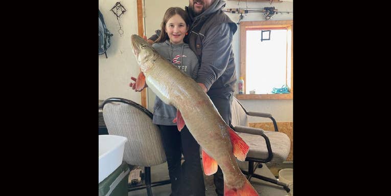 10-Year-Old Girl Catches Massive 34-Pound Muskie While Ice Fishing
