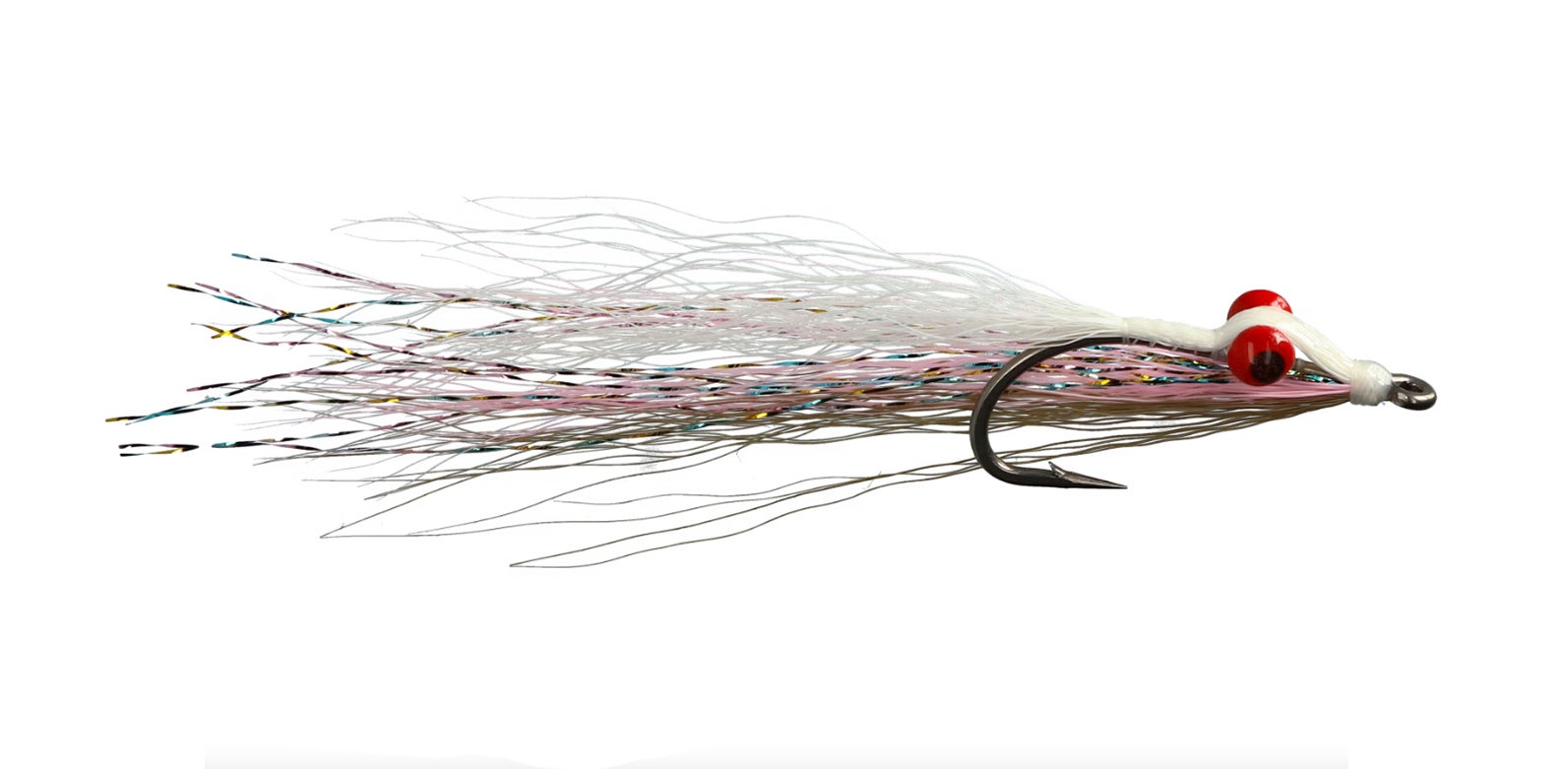 Clouser Minnow streamer-fly pattern on white background