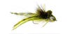 Green Dahlberg Diver fly pattern on white background