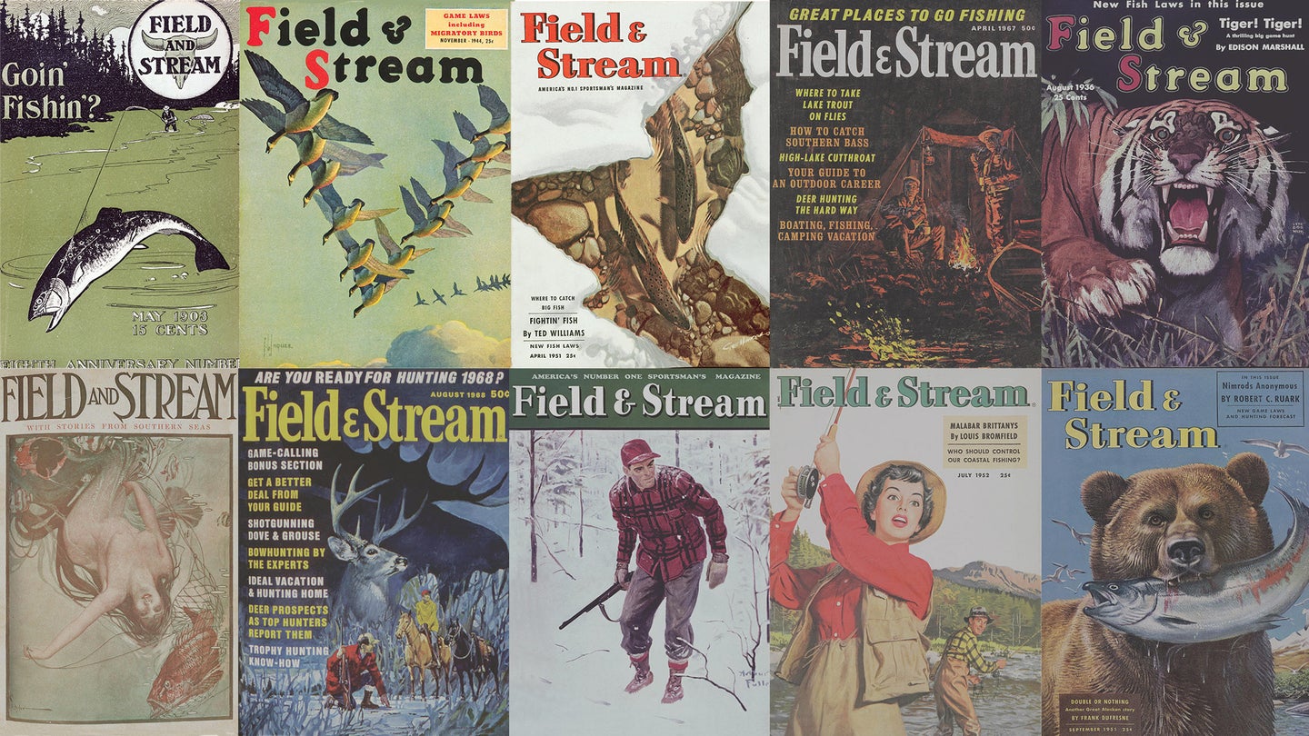 A collection of covers from Field & Stream from the 1940s and 1950s.
