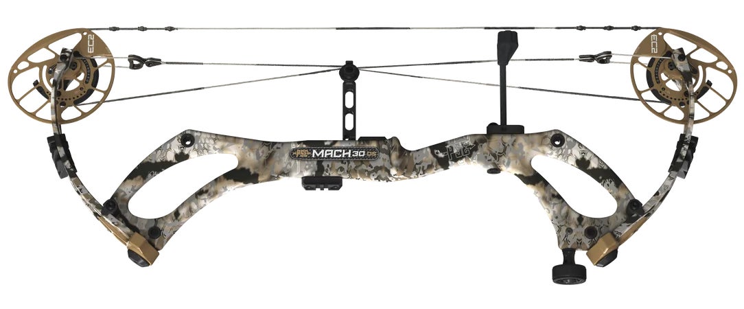 PSE Mach 30 DS compound bow on white background