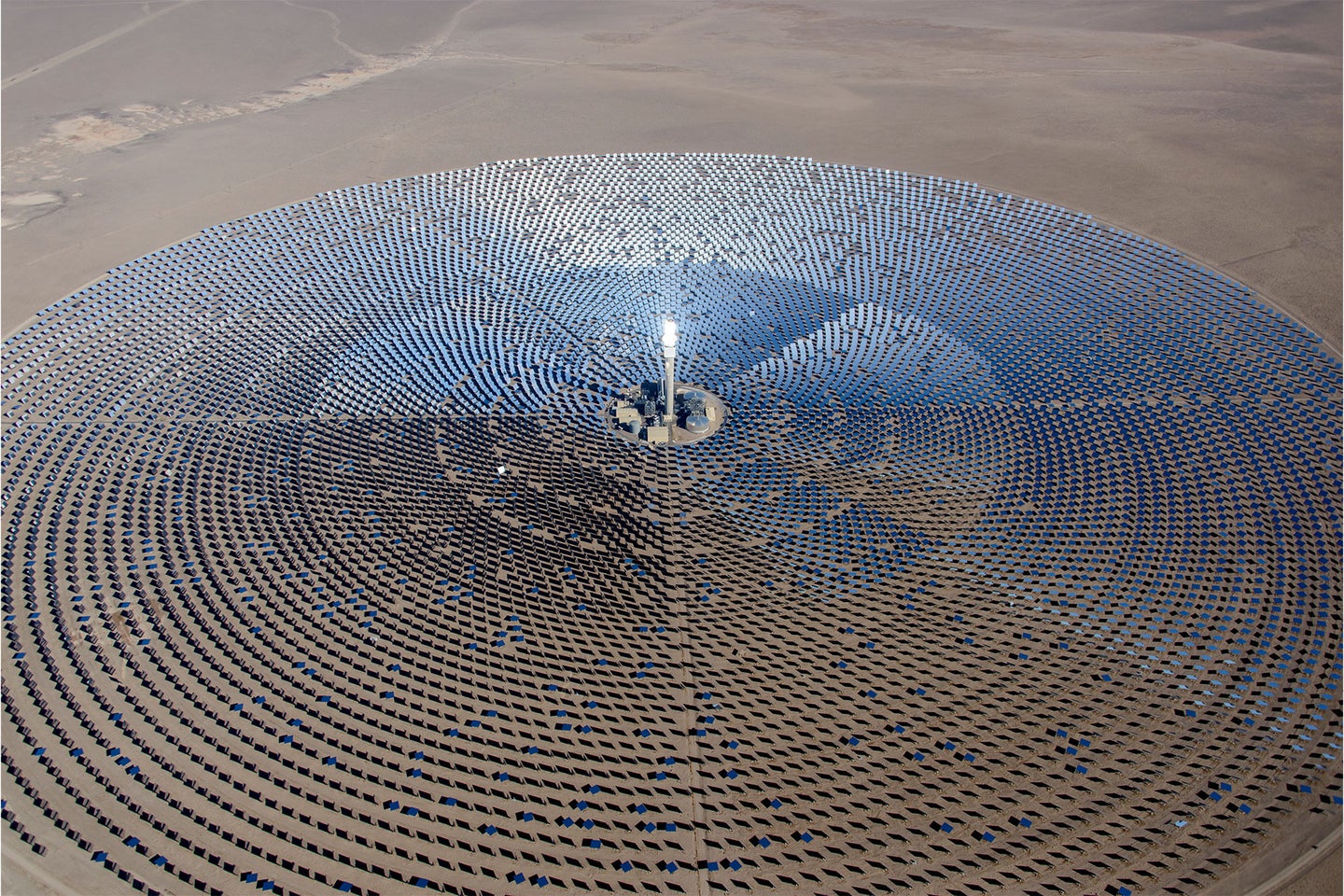 An aerial view of solar panels on public land in Nevada.