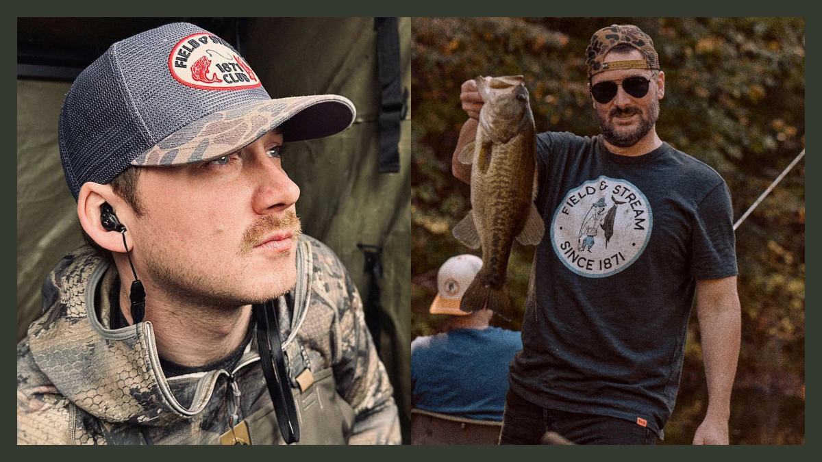 Morgan Wallen and Eric Church wearing Field & Stream merchandise from the store