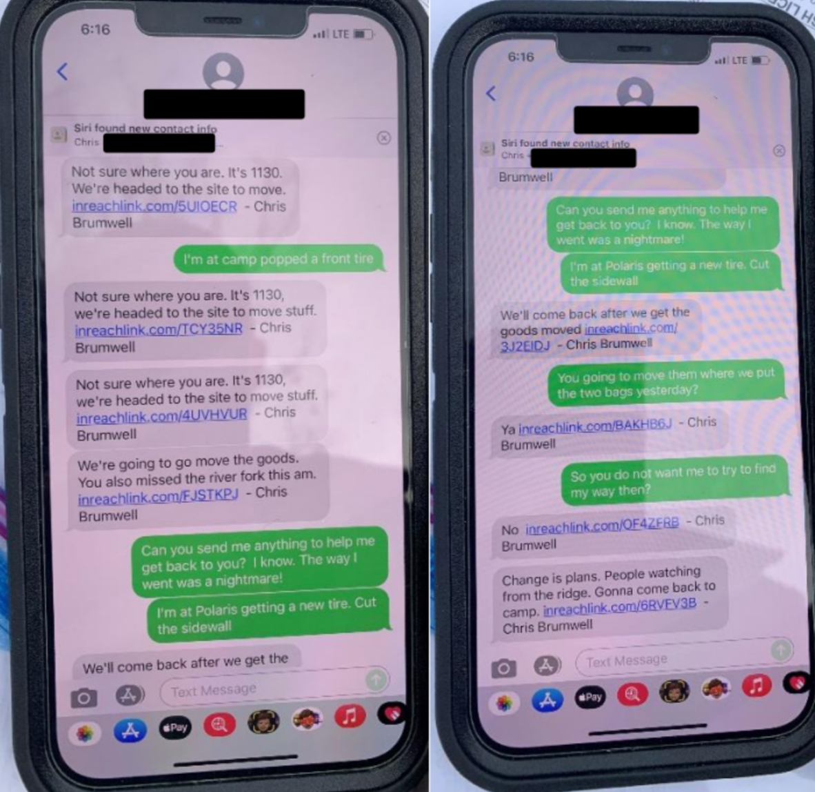 Screenshots of a text message obtained by investigators. 