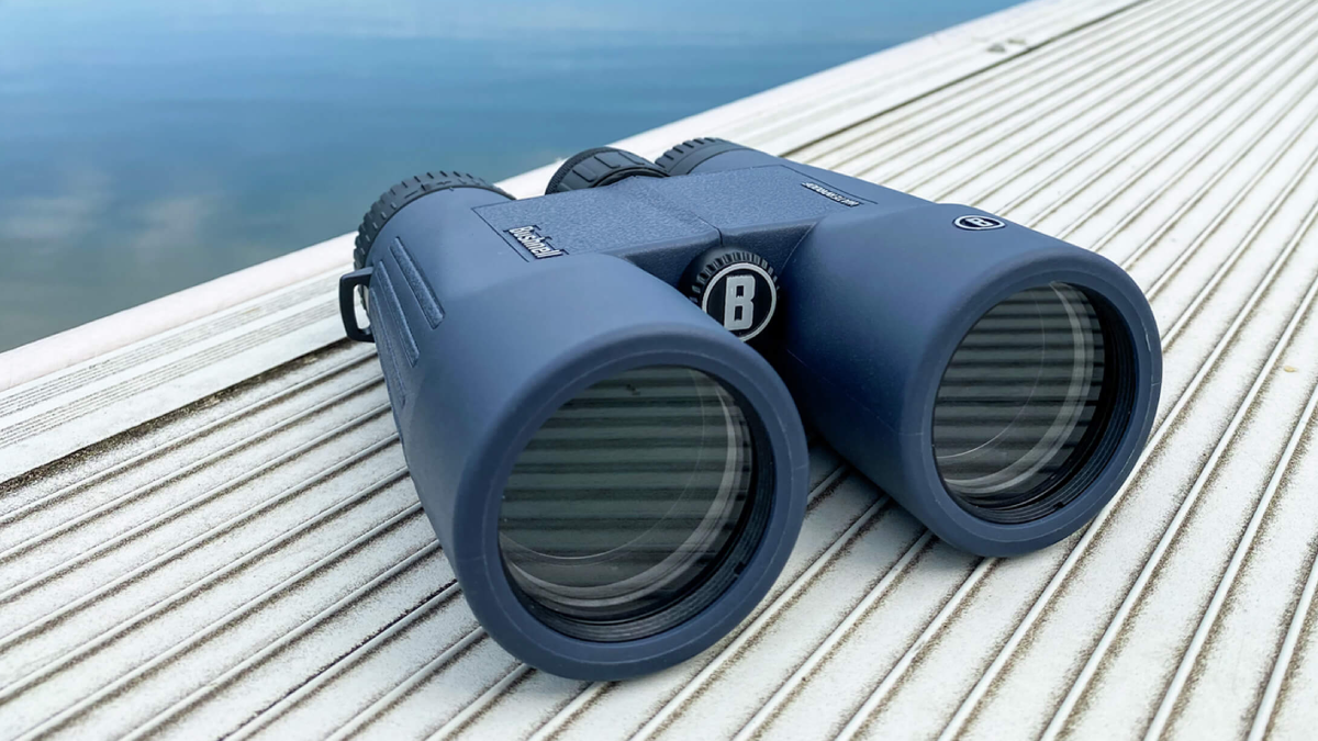 Bushnell H2O Roof Prism Binoculars on pier