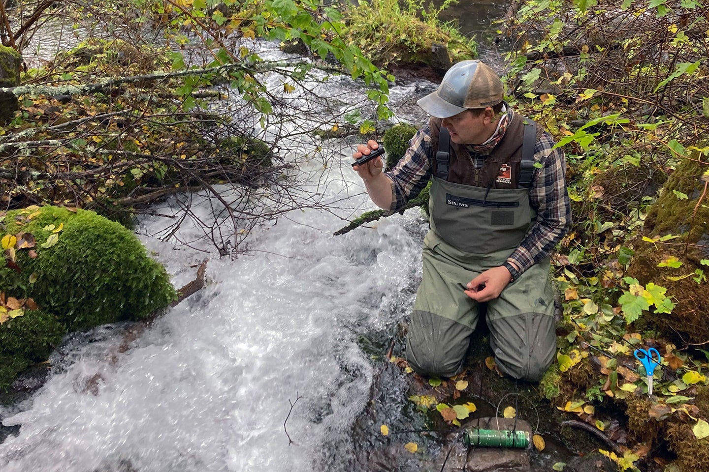 Fisheries biologists monitors water quality in California.