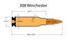 A diagram showing the dimensions of the 308 Winchester