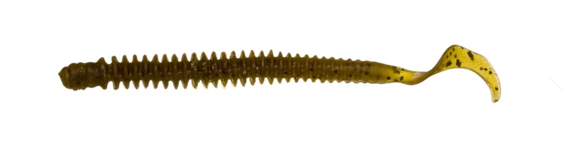 A 4-inch Zoom curly-tail soft-plastic worm on a white background.