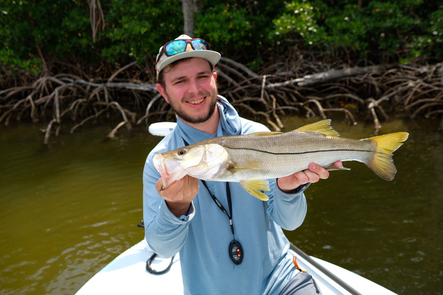 The author with a snook caught on the Hardy Marksman Z 9-weight.