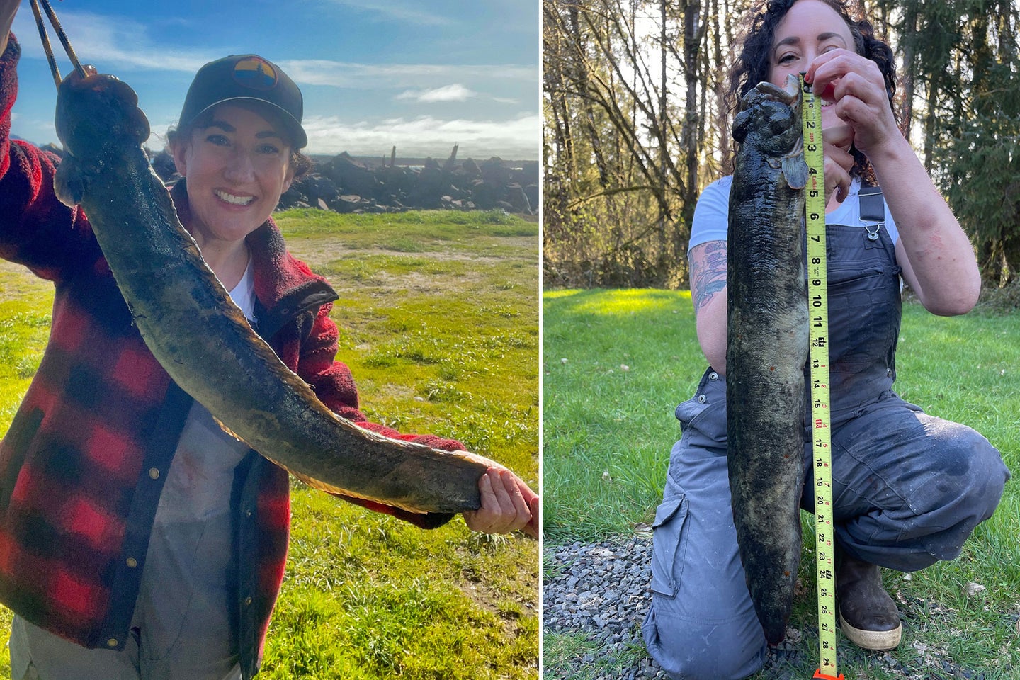 An Oregon angler poses with a world-record monkeyface prickleback.