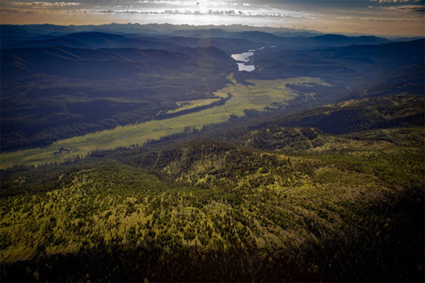 An aerial view of a conservation easement in northwest Montana.