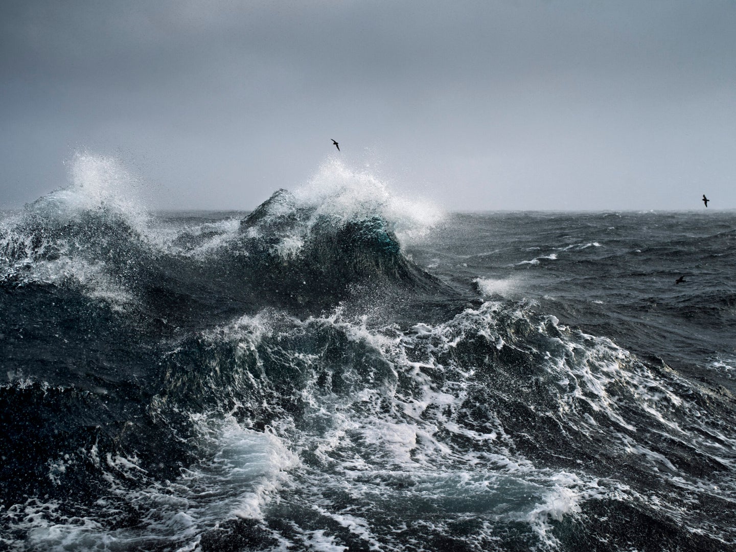 Crashing swells and waves on the Bering Sea.